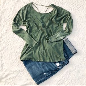 LA Made New With Tags Green Open Back Long Sleeve Shirt Size XS